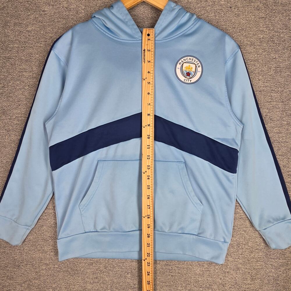 MANCHESTER CITY F.C. OFFICIAL HOODIE – YOUTH XL – LIGHT BLUE – CREST + MANCITY - Picture 9 of 10